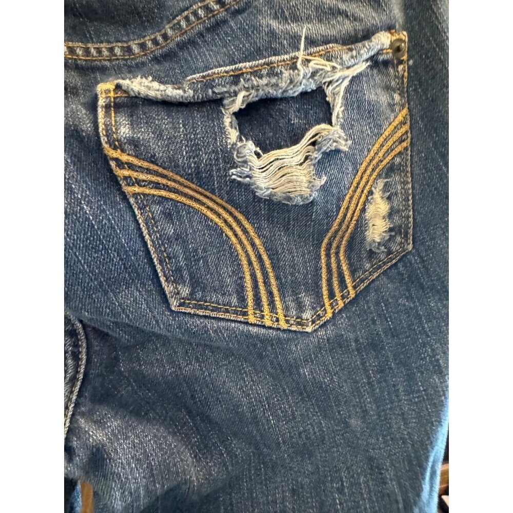 Hollister Womens Distressed Studded Pocket Jeans Size 8 W29 Blue Denim Cotton - Picture 8 of 8